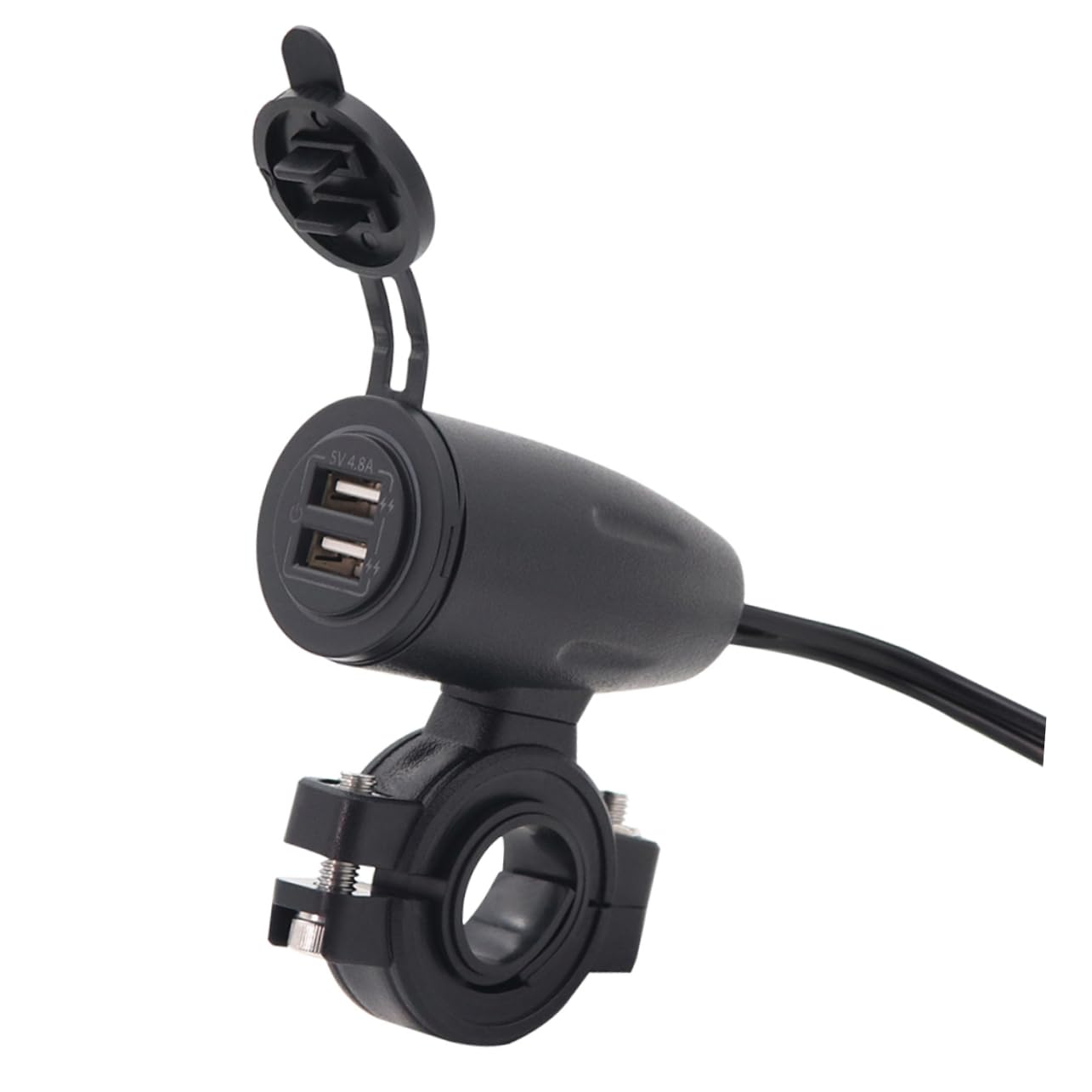 SEWACC 4. Motorcycle USB Charger Dual Port Charger Control Compatible Mobile Phones and Devices Heavy Duty Wire Design