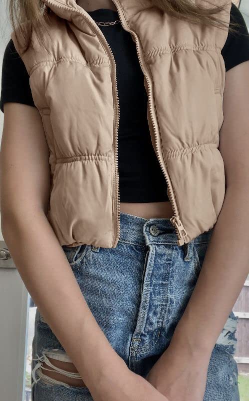 Image of SySea Women's Crop Puffer Vest Winter Zip Up Lightweight Sleeveless Warm Outerwear Padded Coat