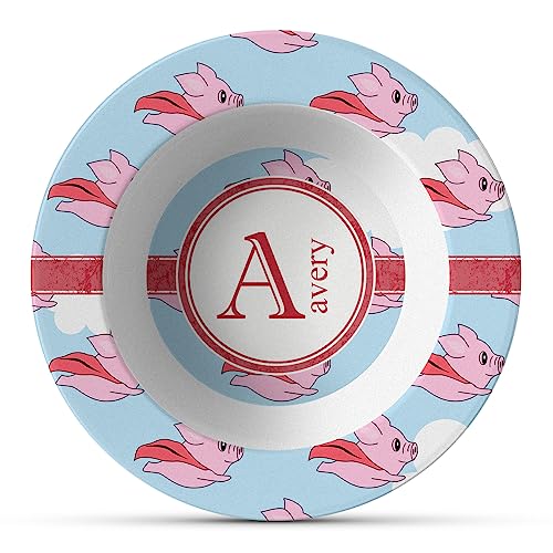 Personalized Flying Pigs Plastic Bowl - Microwave Safe - Composite Polymer