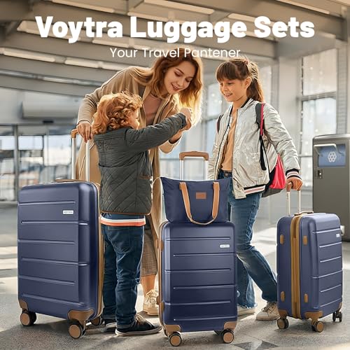 Image of 3-Piece Luggage Set with 20 inch Carry On Luggage 22x14x9 Airline Approved, Hardside Suitcase with Spinner Wheels & TSA Lock, Travel Suitcase for Business Trips & Weekend Getaways (Navy)