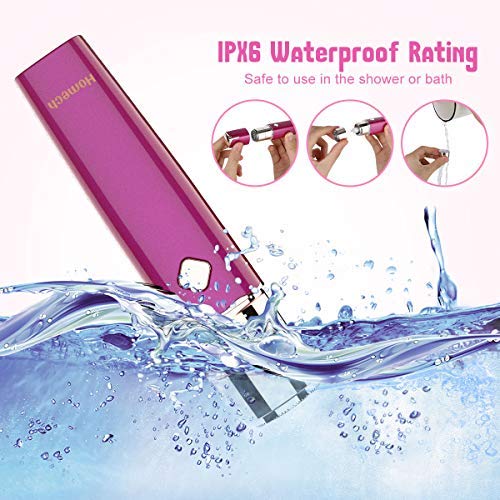 Homech Facial Hair Removal for Women Upgraded, USB Rechargeable Painless Hair Trimmer, IPX6 Waterproof, Built-in LED Light, Portable Electric Shaver for Cheeks, Chin, Upper Lip & Arms - Thumbnail 4