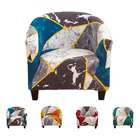 FANSU Tub Chair Cover for Armchairs, Fashion Marble Elegant Stretch Slipcover Dust Proof Sofa Cover Removable Washable Furniture Protector Covers for Club Tub Chairs (Blue,1 PCS) Cover