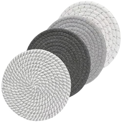 Salvamanteles de estilo bohemio trenzados en cuerda de algodón lavable y resistente, 25cm 2