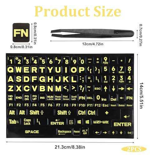 2 piezas calcomanías para teclado con letras grandes en inglés miniatura 2