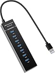 7-Port USB Hub, YaimhSound Multiple USB, 6 Port USB Hub, USB 3.0 USB 2.0 Hub, USB Splitter for Laptop, PC, Keyboard, Mouse, SSD, Dell, HP, Lenovo, MacBook, Acer, Surface, 1ft