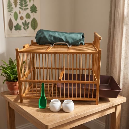 Jaula para aves pequeñas con dispensador de agua lavabo y funda protectora 7
