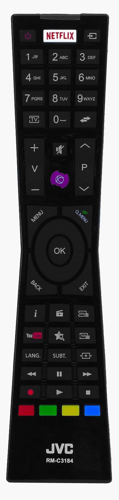 Genuine JVC Remote Control Compatible for LT-32VH52K LT-32VH53J LT-39VF52J LT40C680 LT-40C860 Smart LED TVs