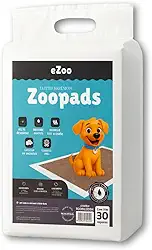 Tapete Higiênico 80cm x 60cm 30 Unidades ZooPads para Cachorro Sanitário Super Absorvente Com Carvão Ativo Antivazamento Alta Absorção Descartável Premium Atrativo 6 Camadas - eZoo