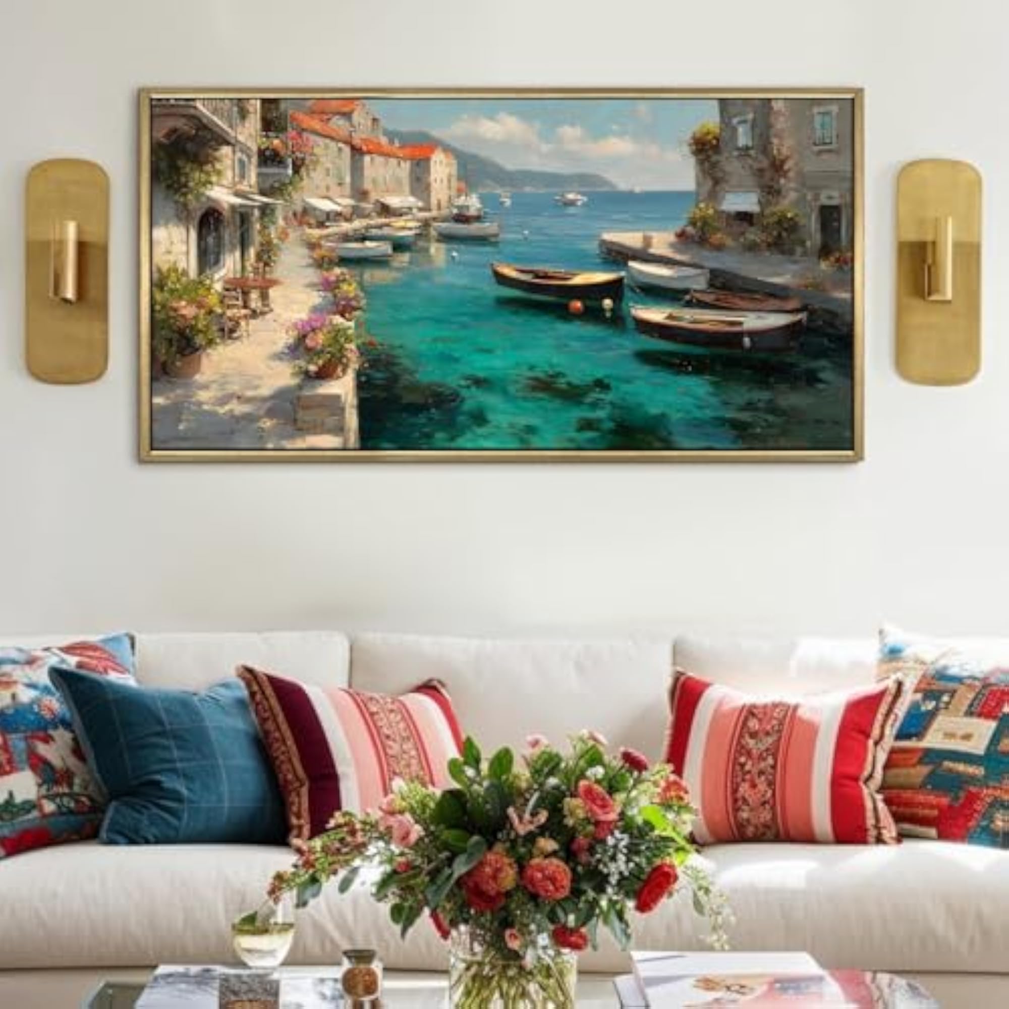 Croatian Harbor Scene Luxury HD Canvas Print