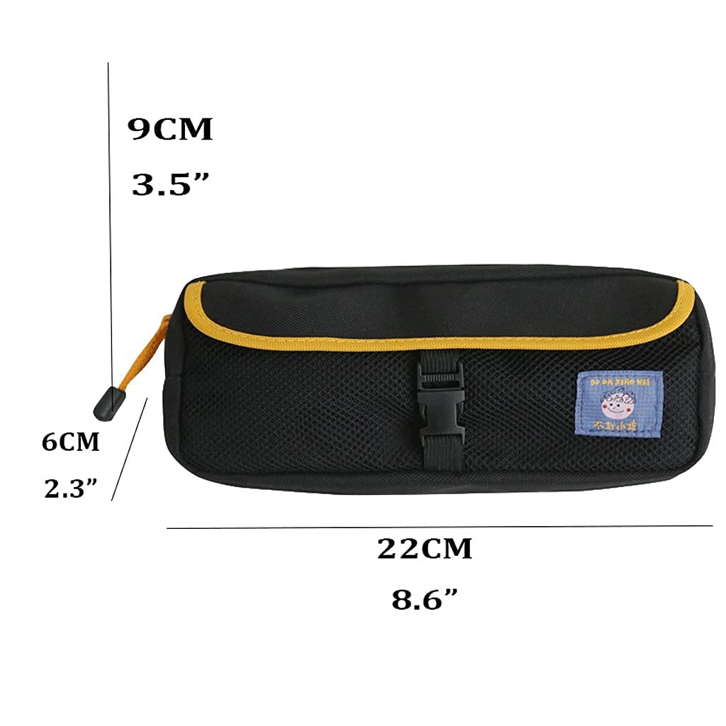 Caja de lápices Funda de lápiz de Gran Capacidad con Cremallera, Bolsa de Almacenamiento de papelería Multifuncional con Bolsa de Malla, Bolsa de cosmética Bolsa Grande Bolsa de Bolsa Azul/Negro Bol