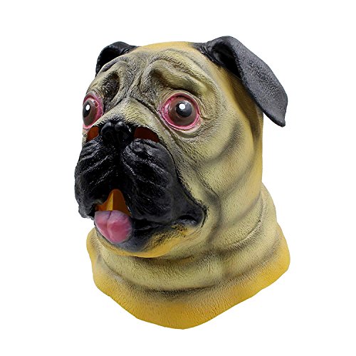 CreepyParty Halloween Kostüm Party Tierkopf Latex Maske Mop Hund Bulldogge Karneval Masken