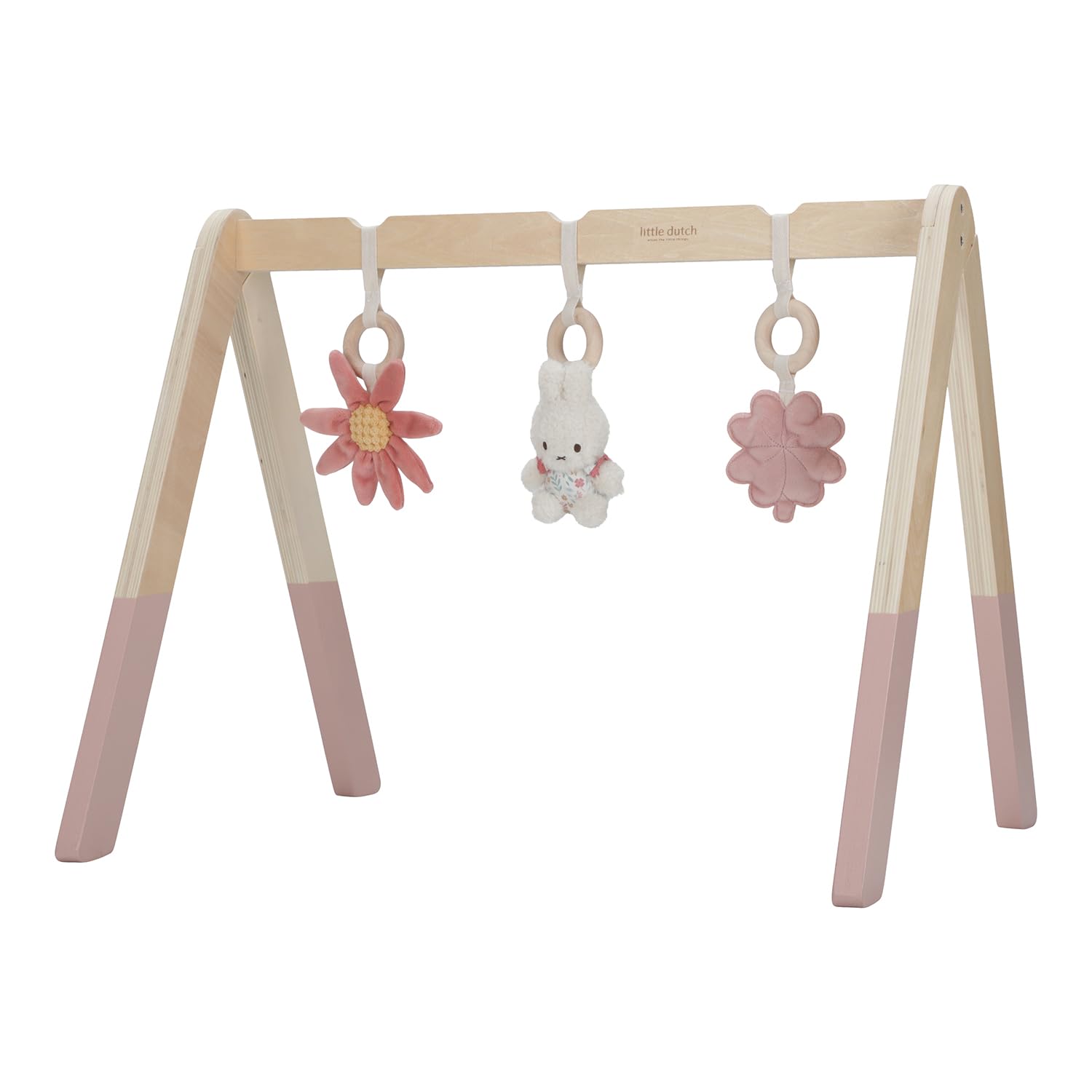 nijntje miffy x Little Dutch Baby Gym Spieltrapez Spielbogen Holz inkl. Anhänger Hase Miffy rosa - Lucky Blossom