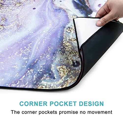 Qiyi Large Yoga Mat Towel With Corner Pockets, Non Slip Sweat Absorbent Hot Yoga Towels, Soft Yoga Blankets With Travel Bag, Skidless Mat Cover For Workout, Gym, Fitness - 74"X26", Purple & Pink Grain #TOP3