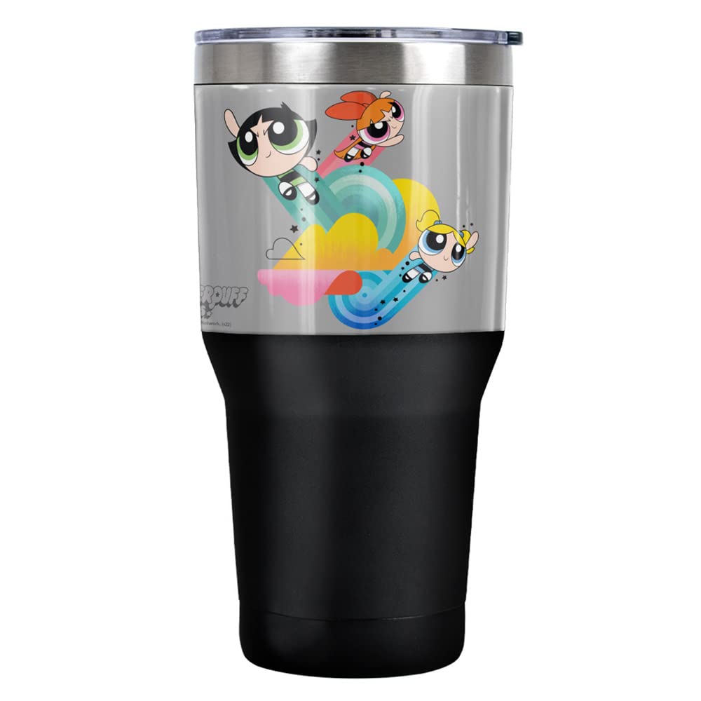 Powerpuff Girls Spiral Streaks Stainless Steel Tumbler 30 oz Coffee Travel Cup, Vacuum Insulated & Double Wall with Leakproof Sliding Lid