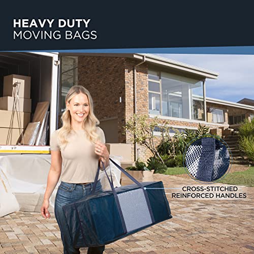 Lardee Heavy Duty Extra Large Moving Bags, Set Of 6, Water Resistant Storage Bags, Xl Large For Packing With Zippers, Foldable For Space Saving, Easy Carry For Travel, Hold Up To 55Lbs, 76L, Blue 6-Pack #TOP1