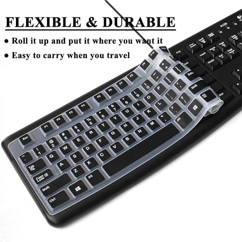 Image of iFyx Keyboard Cover Skin for Logitech MK120 K120 Wired Keyboard Ultra Thin Protective Skin (Black)