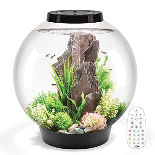 Image of biOrb Classic 60 Acrylic 16-Gallon Aquarium with Multi-Color Remote-Controlled LED Lights Modern Tank for Tabletop Display, Black