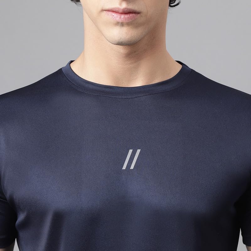 Image of ATICX Slim Fit Polyester Sports T-Shirt for Men - Round Neck Quick Dry Fit Half Sleeve Breathable Stylish Gym & Workout Tee - Lightweight Running Cycling Football Swimming Training Sportswear Top