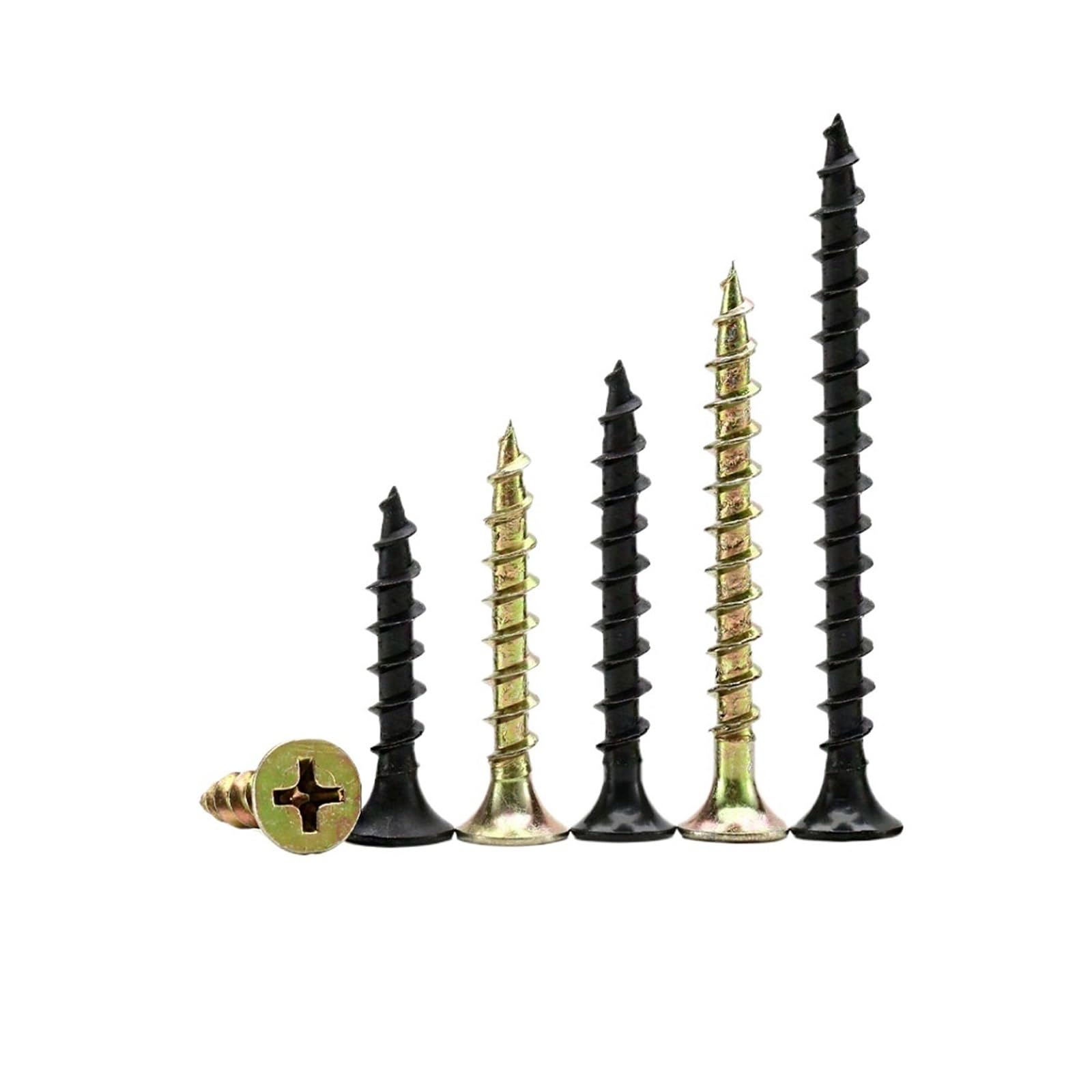 Viti a filetto singolo, viti per legno multiuso, Vite autofilettante M4 Testa svasata a croce Acciaio al carbonio autofilettante Colore zinco nero Vite for cartongesso con punta in zinco Vite Phillips