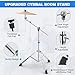 2 Pack Boom Cymbal Stand, Adjustable Cymbal Stand Boom Stand for Drum Hardware Percussion Mount Holder Gear Set Drum Hardware Set, Double Braced Legs with Rubber Feet Ride and Crash Cymbal Stands