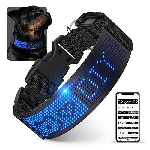 The Best Badass Dog Collars 6 Tenlox Light Up Dog Collars, LED Scrolling Display Dog Collar, ...