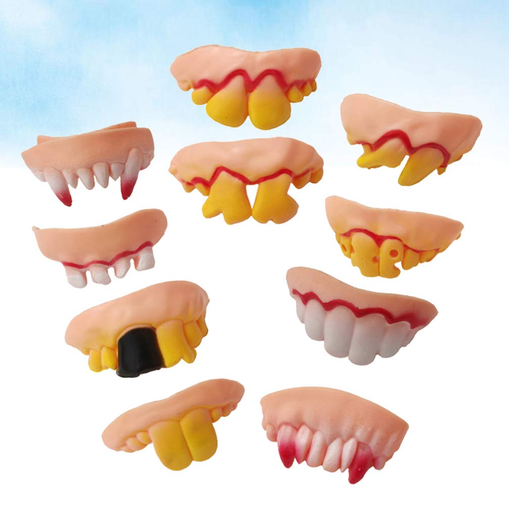 Simulation De Dents De Amusantes Pour Halloween, 12 Pièces/Ensemble, Dentier De, Mascarade, Jouets De Farces De Fête, Fausses Dents, Accessoires