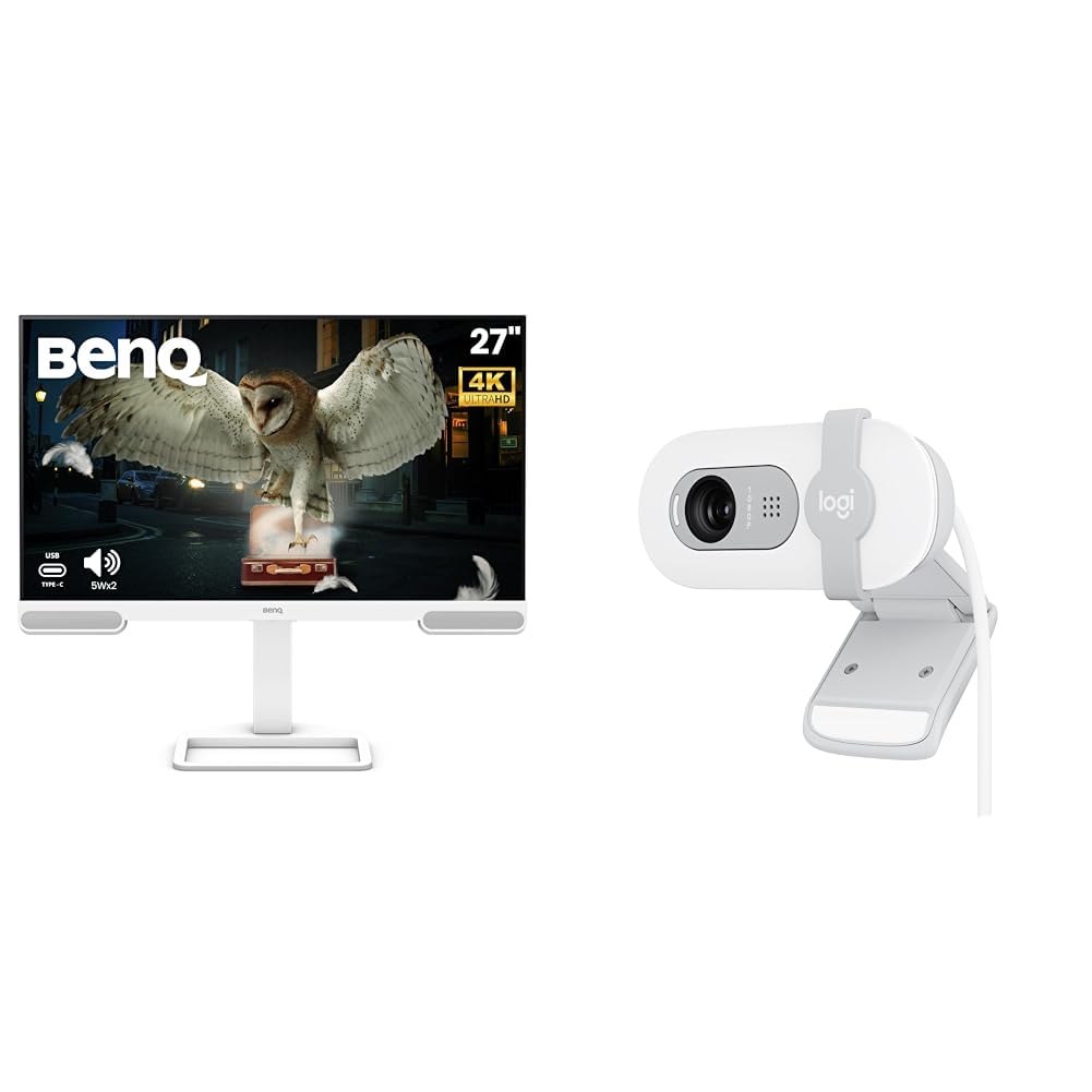 BenQ EW2790U 27” 4K UHD 3840x2160 Entertainment Monitor with 95% P3| AI Contrast| 5Wx2 treVolo Speakers| USB Type-C (65W PD)| 3xHDMI|USB Hub| Ergonomic Design + Logitech Brio 100 Full HD 1080P Webcam-image-45