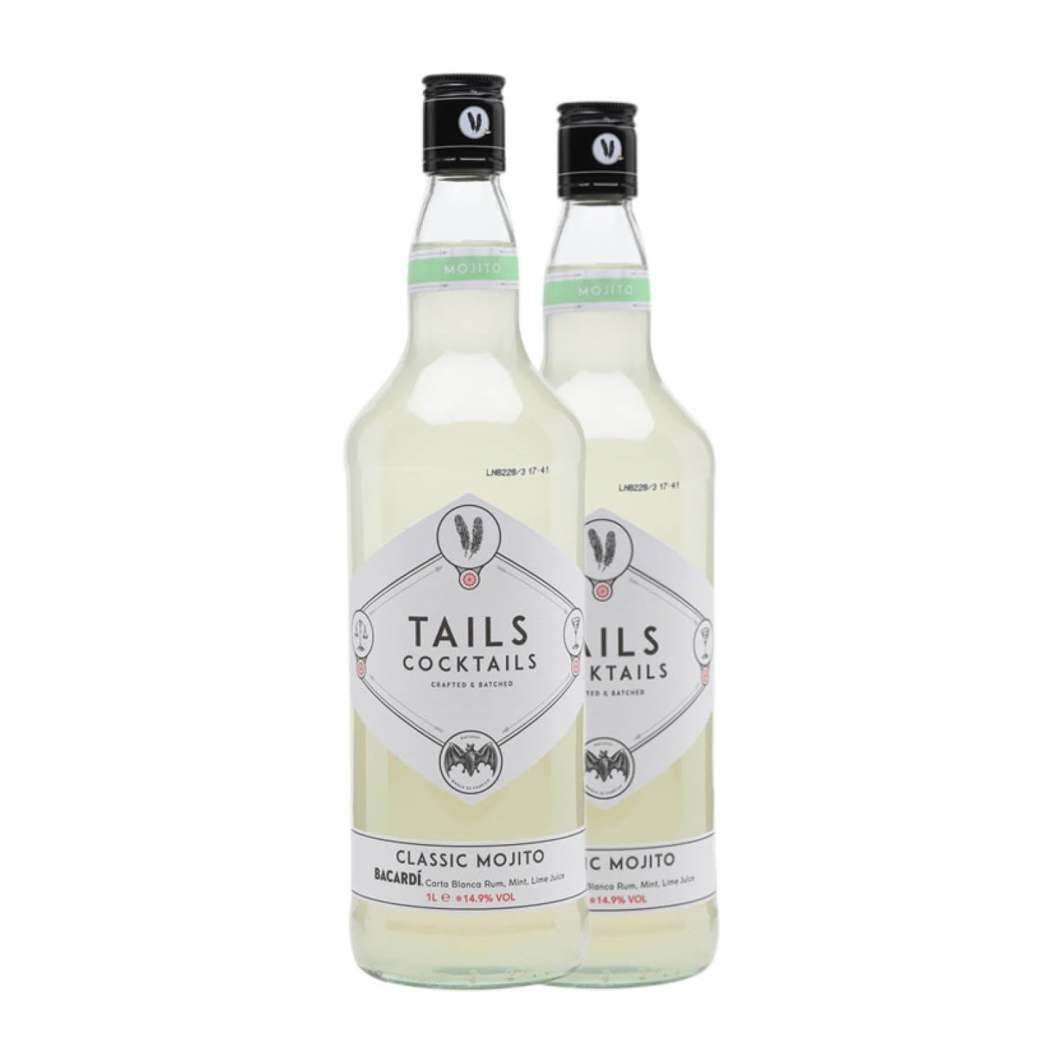 Schnapp Bacardí Tails Cocktails Classic Mojito Botella Misil 1 L (Caja de 2 Botella Misil de 1 L)