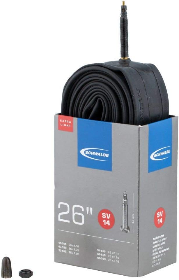 Schwalbe STU039X Xtra Light Inner Tube - Black, 26 x 2.25/2.35 Inch, One Size/40 mm