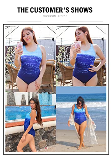 Aleumdr Swimsuits For Women One Piece Womens Swimsuits Racerback Athletic Bathing Suits For Women Sports Training Swimwear Blue Er X-Large #TOP3