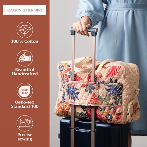 Maison d' Hermine Weekender Bags for Women Cotton Quilted Duffel Overnight Luggage Weekend Bag for Men Gym Sports Gifts Travel Business Travellers Family Trip (Kalahari)2