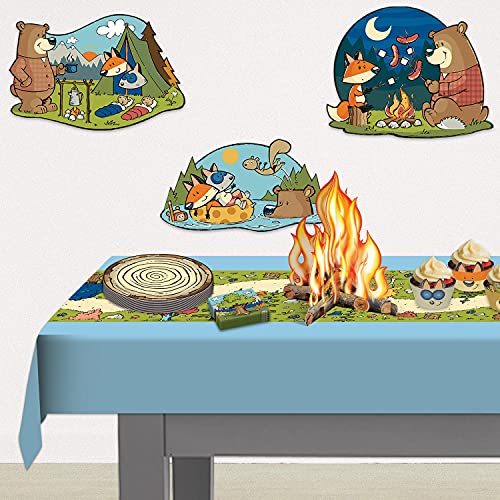 Beistle Three Dimensional Cardstock Paper Campfire Centerpiece Summer Camping Theme Western Party Decorations, Brown/Orange/Yellow, 12" #TOP4