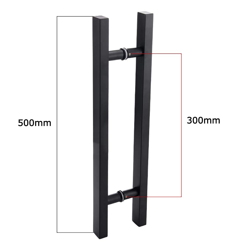 Tirador de empuje para puertas de vidrio y madera, tubo cuadrado de acero inoxidable negro mate, 9