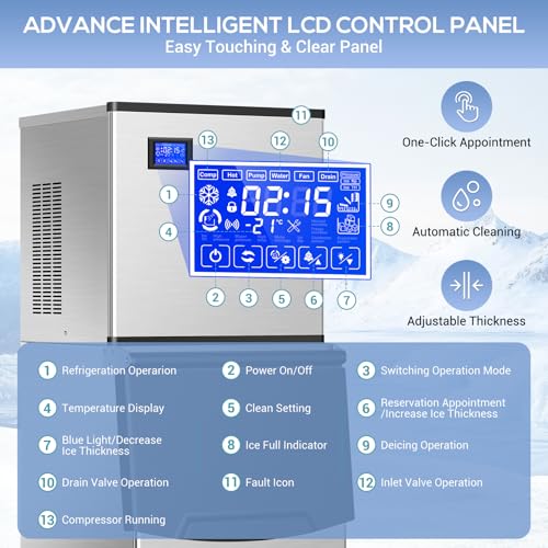 Image of Commercial Ice Maker Machine 560Lbs /24H, Industrial Ice Machine 280 Lbs Storage Bin, 182PCS Clear Ice Cubes in 11 Mins, Freestanding Stainless Steel Ice Maker for Restaurants /Bar /Large Families