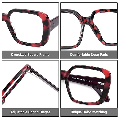 Image of Zeelool Oversized Square Glasses for Women Men with Non-prescription Clear Lens JGA962156-03 Tortoise