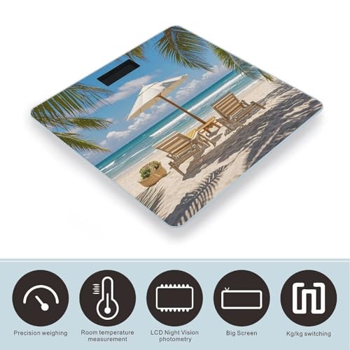 Balanza Digital para Baño Tema Playa con Plataforma Amplia miniatura 3
