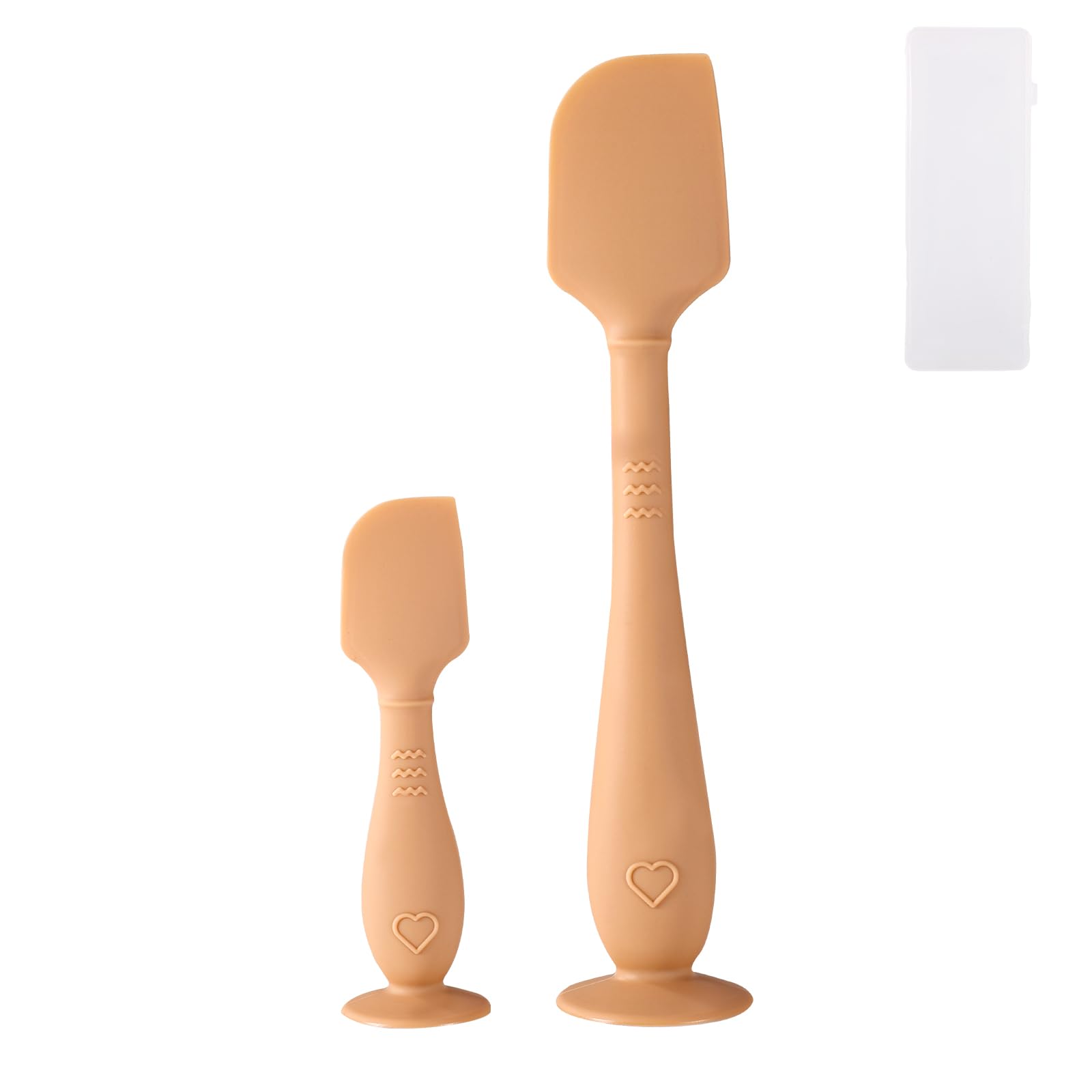 2uds Espátulas para Crema Pañal de Bebé con Estuche, 2 Tamaños Aplicador Pasta de Silicona Suave y Flexible Espátula para Crema Pañal Trasero Bebé Recién Nacido Cepillo(Marrón)