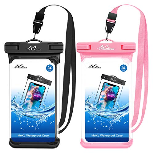 MoKo Waterproof Phone Pouch [2 Pack], Underwater Phone Case Dry Bag with Lanyard