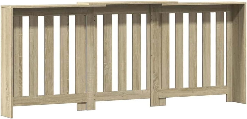 Adjustable Radiator Cover, Sonoma Oak Engineered Wood Cabinet, Modern Slatted Radiator Shelf with Expandable Design, 80.7 Inch Home Decor Console