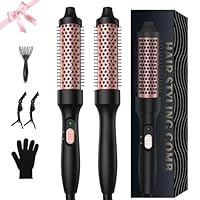 UKLISS Thermobürste 32mm Thermal Brush, Thermo Rundbürste 200℃, 3 in 1 Leichte Hot Brush Geeignet für Anfänger, Doppelspannung für Reise, zum Haarstyling - Kamm, Lockig, Glatt (Klassisches Schwarz)