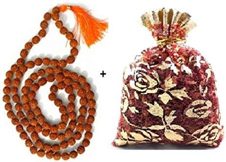 Miniatura 2 de Buycrafty Rudraksha Japa Mala 0.276 in Auténtico indio 108 cuentas rosario escogido a mano para cantar oración meditación mala