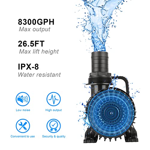 Outdoor-Large-8300gph-520W-328FT-Pond-Water-fall-Kio-Fish-Fountain-s-Garden-Pump-Submersible-IPX8-Long-328FT-Cord-Smart-er-Quieter-Duck-Yard-Patio-Ponds-Pumps-1-Barrier-Pump-Bag Outdoor Large 8300gph 520W 328FT Pond Water fall Kio Fish Fountain s Garden Pump Submersible IPX8 Long 328FT Cord Smart er Quieter Duck Yard Patio Ponds Pumps 1 Barrier Pump Bag