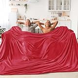 BEDELITE Big Fleece Blanket 120" x 120" (10' x 10'), Super Soft Fluffy Fuzzy Oversized King for Bed, Couch, Sofa, Camping, Extra Large Blanket Fits Your Whole Family, Red