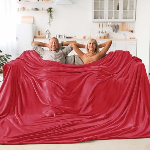 Image of BEDELITE Big Fleece Blanket 120 inch x 120 inch (10' x 10'), Super Soft Fluffy Fuzzy Oversized King for Bed, Couch, Sofa, Camping, Extra Large Blanket Fits Your Whole Family, Red