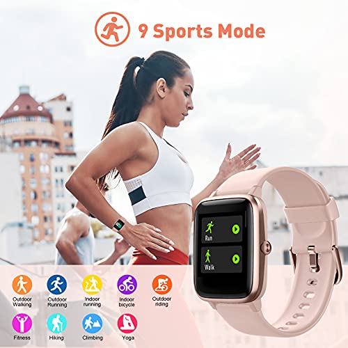 Hafury Smart Watch Activity Fitness Tracker Watch, Compatible With Android And Ios Phone, Bluetooth Smartwatch With Heart Rate Monitor Ip68 Waterproof, Step Sleep Tracker, For Men Women Kids, Pink #TOP1