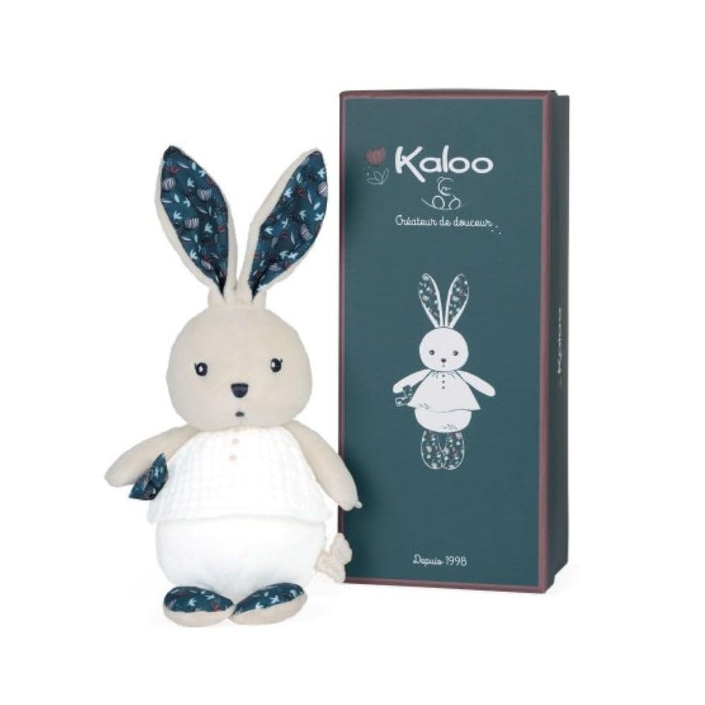 KALOO - K'Doux - Kleine Püppchen Hase Nature - Weiß und blau - Mulltuch-Material - Plüsch - 20 cm - Ab Geburt, K969954