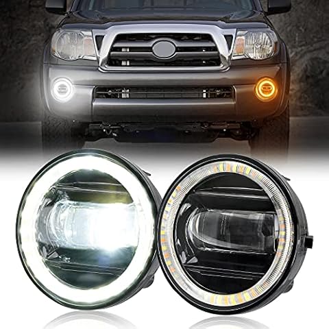 SUPAREE LED Fog Lights Assembly with Halo Ring White DRL/Yellow Turn Signal fit for Tacoma 2005-2011/ Tundra 2007-2013/ Solara 2004-2006/ Sequoia 2008-2015, 2 Packs Cover
