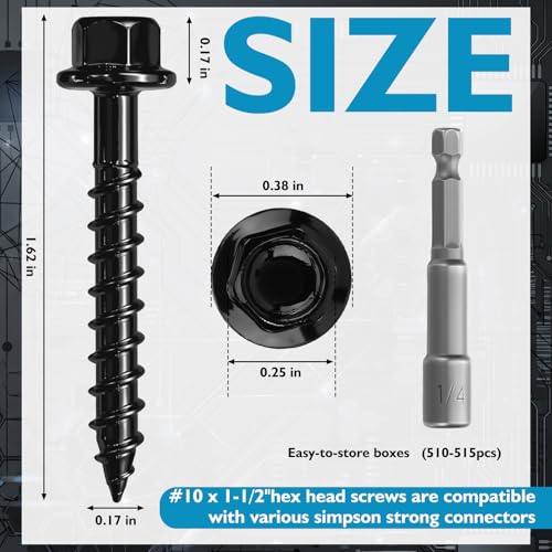 MorningRo Tornillos Tirafondo para madera #10 x 1-1/2 Pulgs 5 lb en negro miniatura 2
