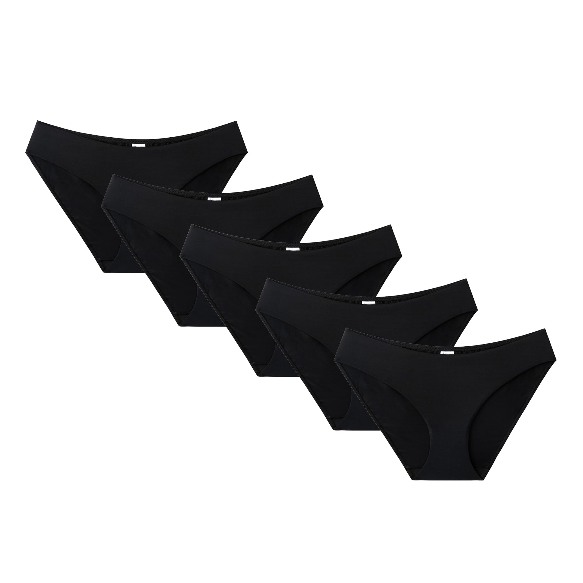 Slip da donna sottili, semplici, multicolore, traspiranti, in vita, tinta unita, in nylon, comodi e morbidi (nero, 5 pezzi, XL)