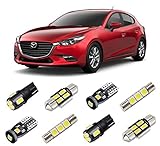 BRISHINE White Interior LED Lights Kit for Mazda 3 Hatchback 2014 2015 2016 2017 2018 Super Bright 6000K LED Interior Light Bulbs Package + License Plate Lights and Install Tool